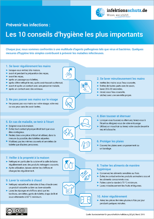  PDF Infografik – Infektionen vorbeugen: Die 10 wichtigsten Hygienetipps-Französisch 