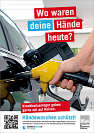 Plakat "Wo waren deine Hände heute?" - Motiv Tanken Plakat "Wo waren deine Hände heute?" - Motiv Tanken