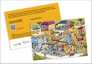 Das Bild zeigt eine Vorschau des Mediums "Wimmelbild Frühe Hilfen"