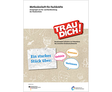 Das Bild zeigt eine Vorschau des Mediums "Trau dich! Methodenheft für Fachkräfte"