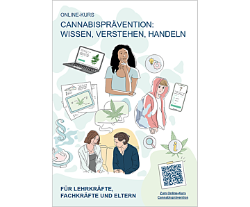 Das Bild zeigt eine Vorschau des Mediums "Infoblatt Onlinekurs Cannabis für Lehr- und Fachkräfte"