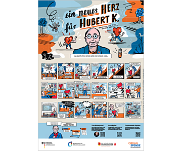 Das Bild zeigt eine Vorschau des Mediums "Graphic Novel– Ein neues Herz für Hubert K."