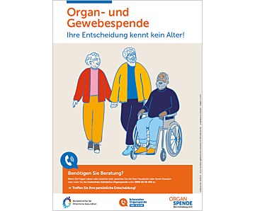 Das Bild zeigt eine Vorschau des Mediums "Plakat zur Organ- und Gewebespende "Ihre Entscheidung kennt kein Alter!""