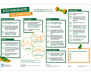 Das Bild zeigt eine Vorschau des Mediums "Sitzcheck für Erwachsene: Mitmachangebot Ernährung - Bewegung -  Stressregulation"