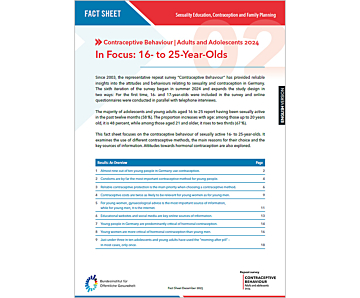 Contraceptive behaviour of adults and adolescents 2024. In focus: 16- to 25-year-olds
