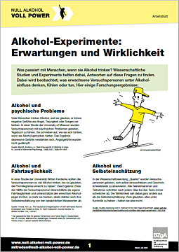 Das Bild zeigt eine Vorschau des Mediums "Alkohol-Experimente: Erwartungen und Wirklichkeit"