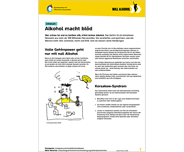 Das Bild zeigt eine Vorschau des Mediums "Infoblatt: Alkohol macht blöd"