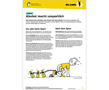 Das Bild zeigt eine Vorschau des Mediums "Infoblatt: Alkohol macht unsportlich"