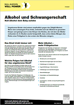 Das Bild zeigt eine Vorschau des Mediums "Infoblatt: Alkohol und Schwangerschaft"