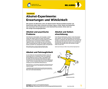 Das Bild zeigt eine Vorschau des Mediums "Arbeitsblatt: Alkohol und Social Media"