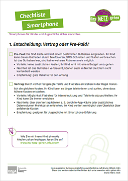 Das Bild zeigt eine Vorschau des Mediums "Checkliste zur sicheren Smartphone-Einrichtung"