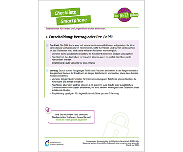 Das Bild zeigt eine Vorschau des Mediums "Checkliste zur sicheren Smartphone-Einrichtung"