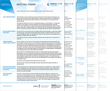 Das Bild zeigt eine Vorschau des Mediums "Erregersteckbrief West-Nil-Fieber"