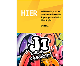 Das Bild zeigt eine Vorschau des Mediums "Infofaltkarte „J1 - Lass checken!“ "