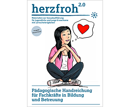 Das Bild zeigt eine Vorschau des Mediums "herzfroh 2.0 -Pädagogische Handreichung für Fachkräfte in Bildung und Betreuung"