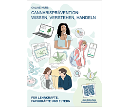 Das Bild zeigt eine Vorschau des Mediums "Infoblatt Onlinekurs Cannabis für Lehr- und Fachkräfte"