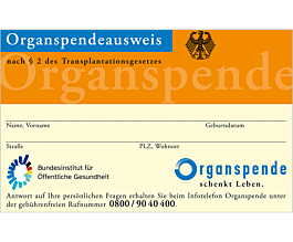 Organspendeausweis als Plastikkarte - deutsch