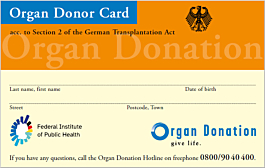 Das Bild zeigt eine Vorschau des Mediums "Organspendeausweis als Plastikkarte - englisch"