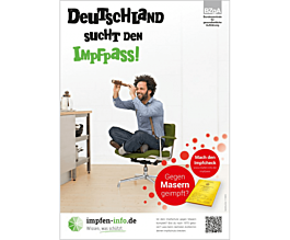 Plakat "Deutschland sucht den Impfpass" - Motiv Suche mit Fernrohr