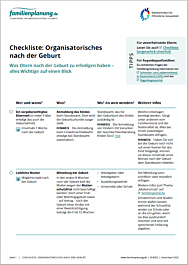 Das Bild zeigt eine Vorschau des Mediums "Checkliste: Organisatorisches nach der Geburt"