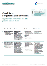 Das Bild zeigt eine Vorschau des Mediums "Checkliste: Sorgerecht und Unterhalt"
