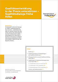 Das Bild zeigt eine Vorschau des Mediums "Eckpunktepapier: Qualitätsentwicklung in der Praxis unterstützen – Qualitätsdialoge Frühe Hilfen"