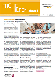 Das Bild zeigt eine Vorschau des Mediums "Frühe Hilfen aktuell. Ausgabe 1/2025: Wirkungsorientierung"