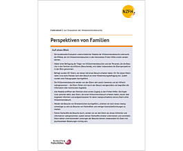 Das Bild zeigt eine Vorschau des Mediums "Faktenblatt 2 zur Evaluation der Willkommensbesuche: Perspektiven von Familien"