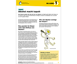 Das Bild zeigt eine Vorschau des Mediums "Infoblatt: Alkohol macht kaputt"