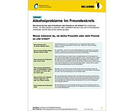 Das Bild zeigt eine Vorschau des Mediums "Infoblatt: Alkoholprobleme im Freundeskreis"
