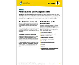 Das Bild zeigt eine Vorschau des Mediums "Infoblatt: Alkohol und Schwangerschaft"