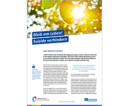 Das Bild zeigt eine Vorschau des Mediums "Themenblatt: Bleib am Leben! Suizide verhindern"