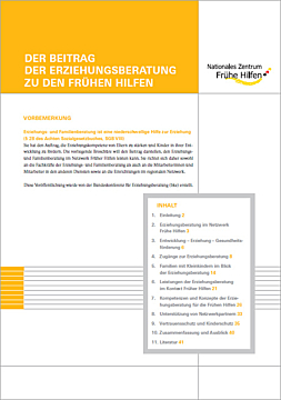 Fachheft Impulspapier - Der Beitrag der Erziehungsberatung zu den Frühen Hilfen.