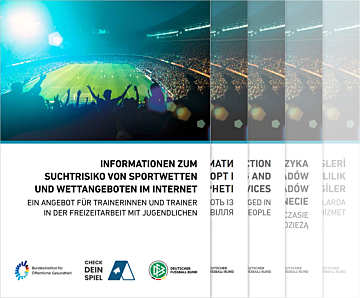 Das Bild zeigt eine Vorschau des Mediums "Informationen zum Suchtrisiko von Sportwetten und Wettangeboten im Internet: Ein Angebot für Trainerinnen und Trainer"