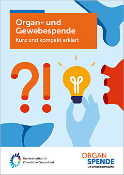Das Bild zeigt eine Vorschau des Mediums "Flyer Organ- und Gewebespende - Kurz und kompakt erklärt (mit integriertem Organspendeausweis)"