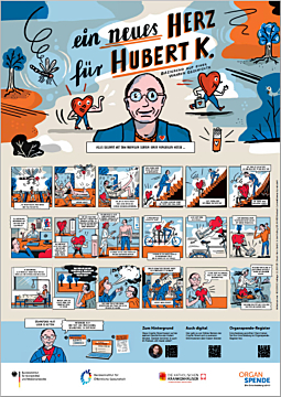 Das Bild zeigt eine Vorschau des Mediums "A1Graphic Novel "Ein neues Herz für Hubert K.""