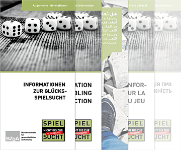 Cover der Broschüre "Allgemeine Informationen zur Glücksspielsucht"