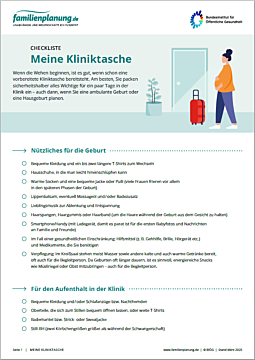 Das Bild zeigt eine Vorschau des Mediums "Checkliste: Die Kliniktasche"