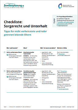Das Bild zeigt eine Vorschau des Mediums "Checkliste: Sorgerecht und Unterhalt"