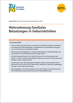 Das Bild zeigt eine Vorschau des Mediums "Faktenblatt: Wahrnehmung familialer Belastungslagen in Geburtskliniken"