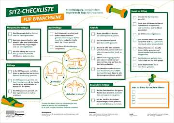 Das Bild zeigt eine Vorschau des Mediums "Sitzcheck für Erwachsene: Mitmachangebot Ernährung - Bewegung -  Stressregulation"