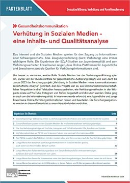 Das Bild zeigt eine Vorschau des Mediums "Verhütung in Sozialen Medien – eine Inhalts- und Qualitätsanalyse"