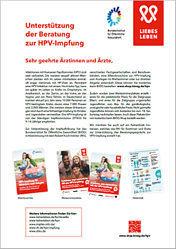 Das Bild zeigt eine Vorschau des Mediums "Unterstützung der Beratung zur HPV-Impfung - eine Übersicht für Ärztinnen und Ärzte"