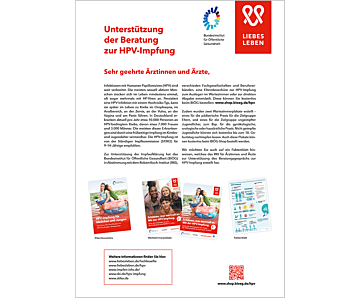 Das Bild zeigt eine Vorschau des Mediums "Unterstützung der Beratung zur HPV-Impfung - eine Übersicht für Ärztinnen und Ärzte"