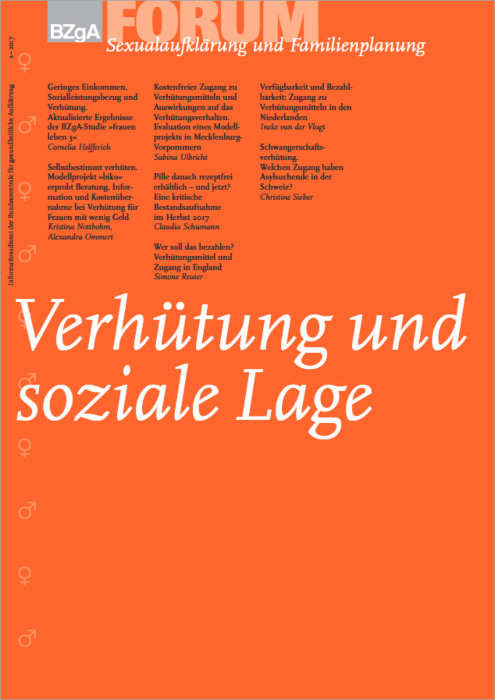 FORUM Sexualaufklärung und Familienplanung, Heft 2-2017: Verhütung und soziale Lage main product photo