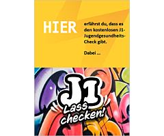 Das Bild zeigt eine Vorschau des Mediums "Infofaltkarte „J1 - Lass checken!“ "