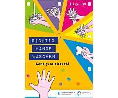 Plakat "Richtig Hände waschen" für Kindertagesstätten