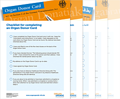 Das Bild zeigt eine Vorschau des Mediums "Checkliste zum Organspendeausweis (6 Fremdsprachen)"