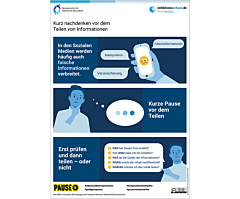 Das Bild zeigt eine Vorschau des Mediums "Kurz nachdenken vor dem Teilen von Informationen"