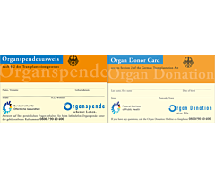 Das Bild zeigt eine Vorschau des Mediums "Organspendeausweis als Plastikkarte zum Ausfüllen"